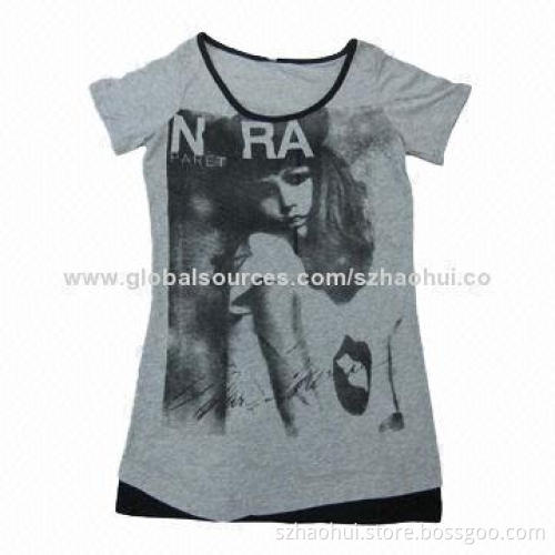 Fashionable Grey T-shirt with Ink Printing